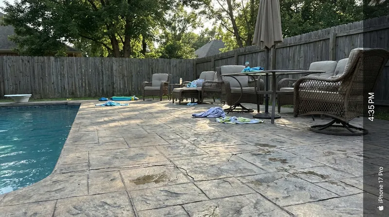 Beautiful pool deck with decorative finish in Kenosha