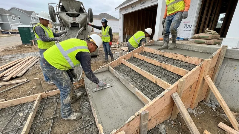 Concrete stairs installation in progress