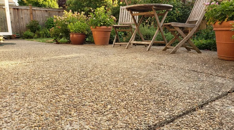 Close-up of exposed aggregate patio